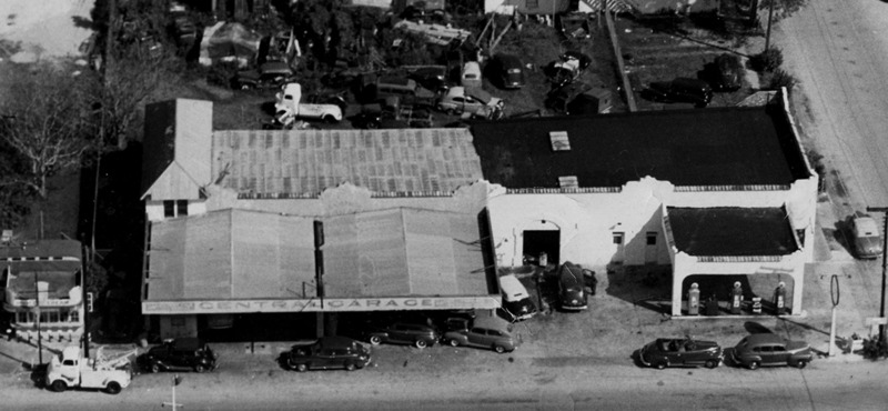 Detail of aerial photo, highlighting the Central Garage.