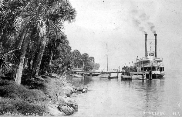 Steamboat "St. Augustine" landing at Rockledge, Florida, c. 1880.