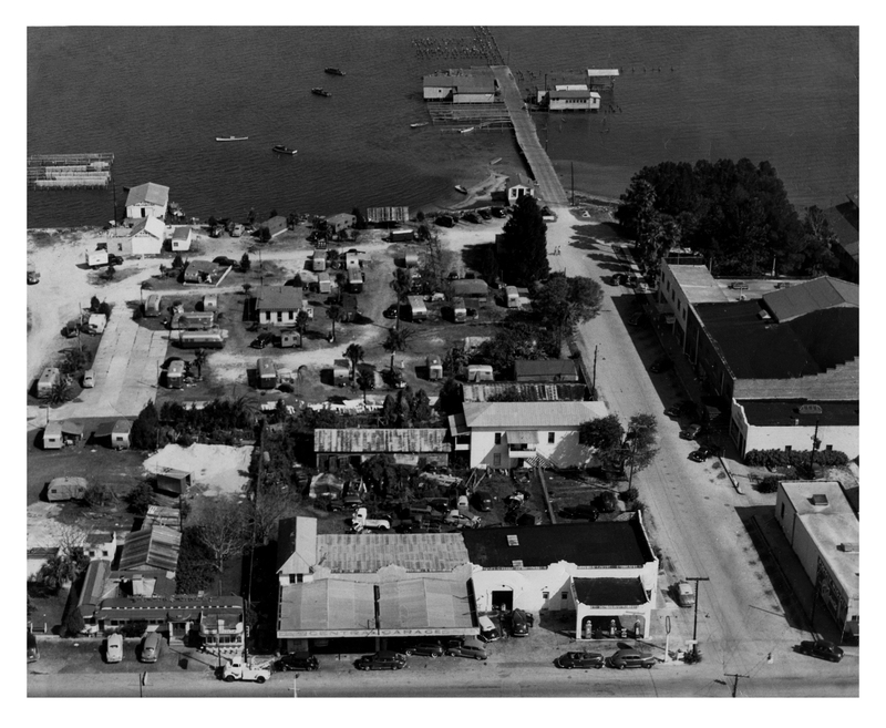 Aerial photo of Main St. towards the east. The Central Garage is at the bottom of the picture.