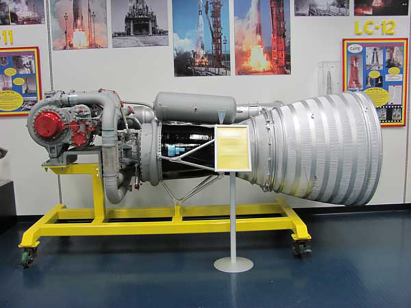 Atlas booster engine, XLR-89-NA-3, installed as one of two outboard booster engines to propel the Atlas missile at launch, had a thrust of 165,000 pounds with a burn time of 270 seconds.