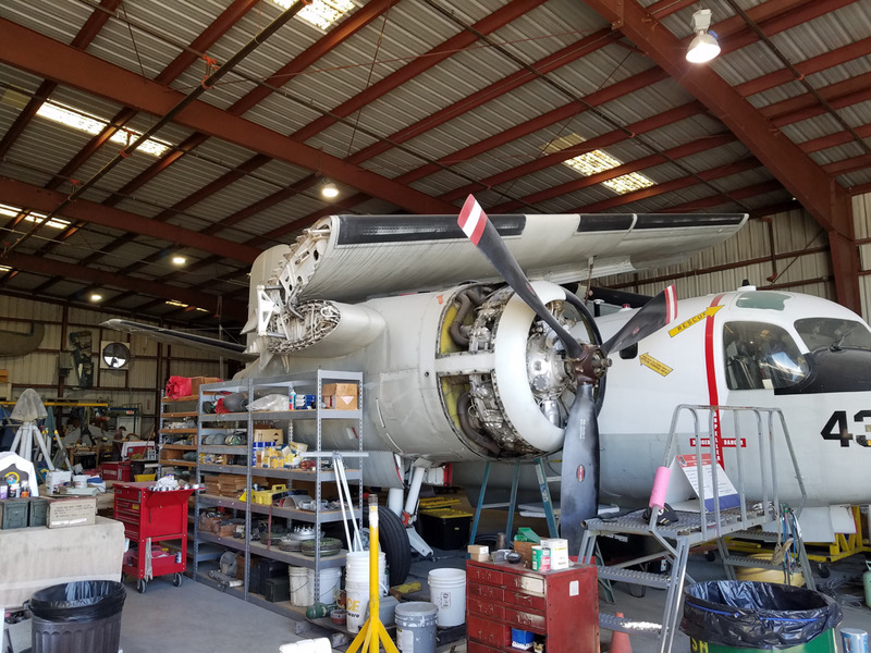 Restoration work underway by the museum's aviation technicians on a Grumman S-2 Tracker anti-submarine warfare aircraft that entered service with the United States Navy in the early 1950s. 