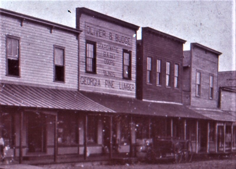 The original Oliver & Budge Hardware and Lumber store, before the 1895 fire.
