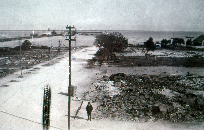 A view down Main Street towards the Indian River, showing the devastation of the fire that swept through the commercial district on the night of 12-13 December 1895.